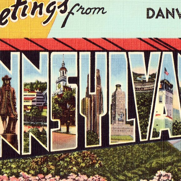 Linen Postcard - Large Letter - Greetings from Danville,Pennsylvania M923 - Picture 1 of 2